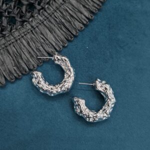 Textured-Silver-Hoop-Earrings