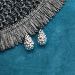 Aurora-Textured Silver-Teardrop-Stud-Earrings