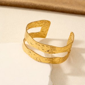 Luxe-Hammered-Gold-Double-Layer-Cuff-Bracelet