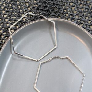 Silver-Hexagon-Hoop-Earrings